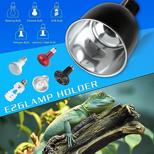 Reptile Light Fixture, 5.5 inch Optical Reflection Deep Dome Heat Lamp Fixture, UVB Heat Basking Lamp Fixture for Amphibian Reptile Terrariums - size: 5.5in Deep Dome