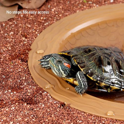 Turtles Soaking Bowl Bathtub Water Pool Feeding Watering for Lizards Frogs and Terrariums Pet Habitat Accessories Reptiles Amphibians Water Bowl - color: Reddish Brown