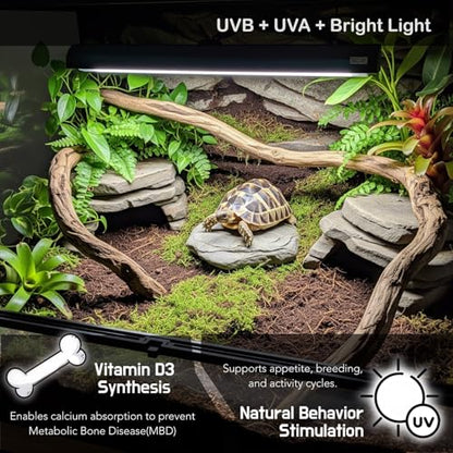 Upgraded T5 UVB Reptile Light, 10.0 UVB 8W German Made Fluorescent Lamp and Fixture Kit, for Desert-Dwelling Reptiles, Bearded Dragon,Tortoise, Snake, Strip Linear UVB Lamp Bulb,12 Inch