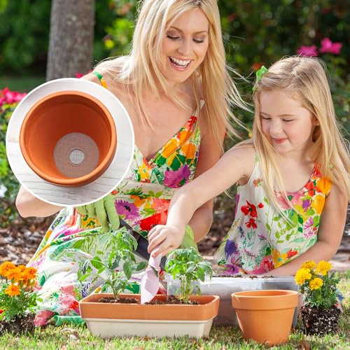 NQEUEPN 5pcs Flower Pot Hole Mesh Pads, 11.81x7.87 Inch Polyethylene Flower Pot Bottom Mesh Screen Square Bonsai Mesh Plant Pot Mesh Drainage Screen for Garden Potted (Gray)