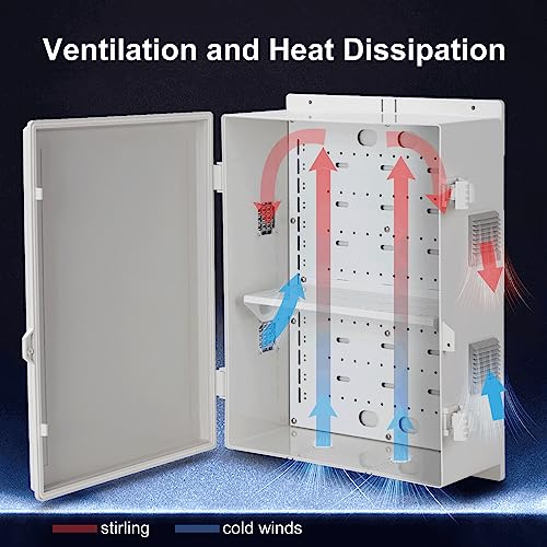 Namunanee Outdoor Electrical Junction Box, ABS Water Resistant Enclosure with Internal Mounting Panel & Hinged Cover, 16.1" H* 12.2" L* 5.9" W - size: 18.1"H x 12.6"L x 6.4"W & Standard