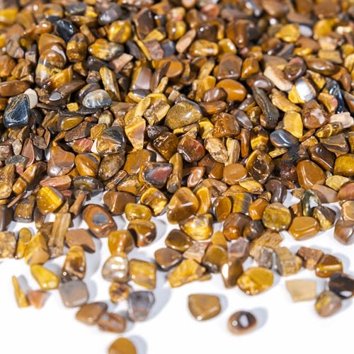 Yellow Tiger Eye Chips Bulk 1lb, 1200+ Pieces, 5-8mm Natural Gemstones - color: Yellow Tiger Eye, size: 1LB