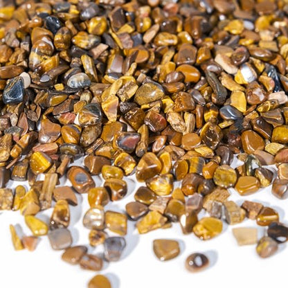 Yellow Tiger Eye Chips Bulk 1lb, 1200+ Pieces, 5-8mm Natural Gemstones - color: Yellow Tiger Eye, size: 1LB