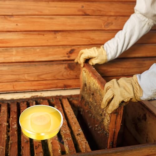 4 Pcs Bee Rapid Feeders Round Hive Top Water Feeder Plastic Drinking Bowl Beehive Feeder for 8 or 10 Frame Bee Hives Bee Drinking Equipment Beekeeping Supplies, Yellow