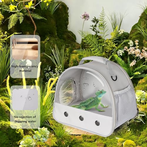 Bearded Dragon Carrier,Lizards Carrier, Small Animal Travel Carrier for Hedgehog Rat Parrot Bird Guinea Pig, Portable Guinea Pig Travel Carrier for 2(Grey) - color: Grey