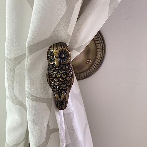 Animal Hook, Curtain Hold Back, Tie Back, Jewellery Hook, Antique Brass, Iron (Owl) - style: Owl
