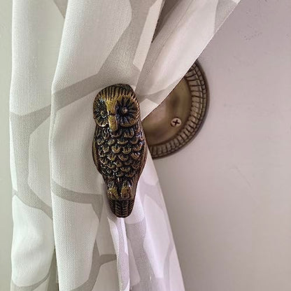Animal Hook, Curtain Hold Back, Tie Back, Jewellery Hook, Antique Brass, Iron (Owl) - style: Owl