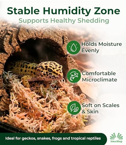 Inkashop Long Fiber Sphagnum Moss for Reptiles Terrarium Bedding Hide 3.5oz | snake bedding, reptile substrate and humidity control, leaf litter for tarantula isopod jumping spider, peruvian dried moss