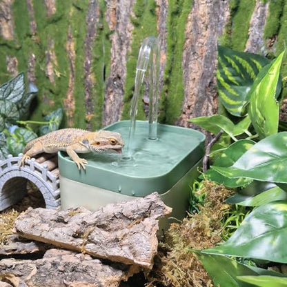 Tfwadmx Reptile Waterfall Reptile Water Fountain Lizard Drinking Fountain Chameleon Water Dripper, Bearded Dragon Cage Accessories for Lizard Gecko Snake (Green) - color: Green