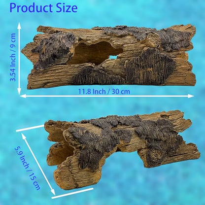 Teaeeno Lizard Snake or Reptile Hide, Large Hollow Log Snake Hideout for Ball Python Bearded Dragon and Gecko Eco-Friendly Resin Tank Accessory with Basking Platform & Multi-Functional Décor (Desert) - style: Art Deco