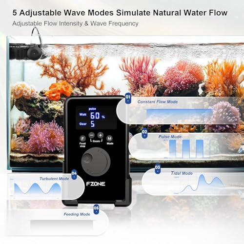 FZONE Aquarium Wave Maker, 24V DC Gyre Wavemaker with LCD Display Controller, Adjustable Cross Flow, Quiet Powerhead with Magnetic Mount for Saltwater & Freshwater Tanks (XL) - size: XL