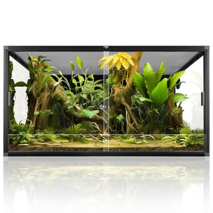 Wacool Terra 120 Gallon Reptile Tank, Large Terrarium for Bearded Dragons, Snakes, Leopard Geckos, Sliding Door & Top Ventilation, 48" x 24" x 24" Easy-to-Maintain Reptile Enclosure - size: 120 gallon