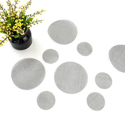 Quacc 100 PCS Flower Pot Hole Mesh Pad, 2/4 Inch Round Plant Pot Drainage Mat, Plant Potting Bonsai Bottom Grid Mat to Prevent Soil Loss (Black)