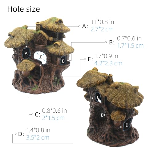 relaqcc Fish Tank Decorations Hideaway Cave, Fish Tank House Accessories for Amphibians, Goldfish, Shrimp, Conch