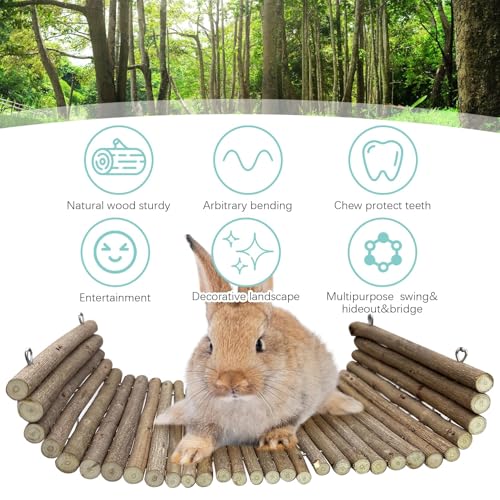 Hamiledyi Chinchilla Wooden Suspension Bridge Platform Toy, Small Animal Climbing Toys for Guinea-Pigs Sugar Glider Squirrel and Other Small Animals (Shrub) - color: Shrub