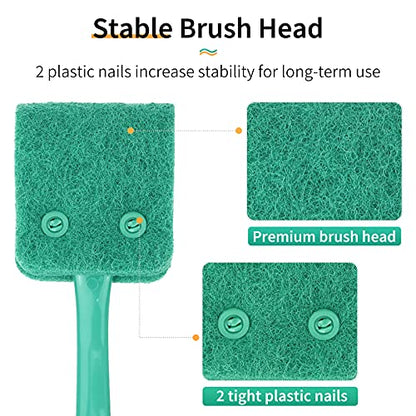 Pawfly Fish Tank Cleaning Tools Aquarium Algae Scraper Sponge Brush Cleaning Scrubber with 10 inch Non-Slip Handle for Glass Fish Tanks