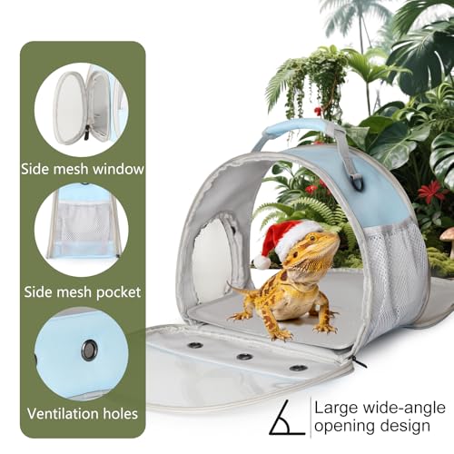 Bearded Dragon Travel Carrier,Lizards Cage, Small Animal Bag for Hedgehog Rat Parrot Bird Guinea Pig, Portable Guinea Pig Travel Carrier for 2 - color: Blue