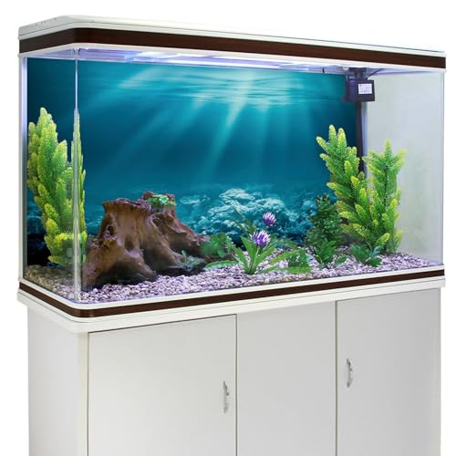 72x24 in Undersea Aquarium Backdrop Underwater World Fish Tank Background | AWERT Sunshine Seabed Blue Coral Terrarium Background Polyester - size: 72x24in/180x60cm