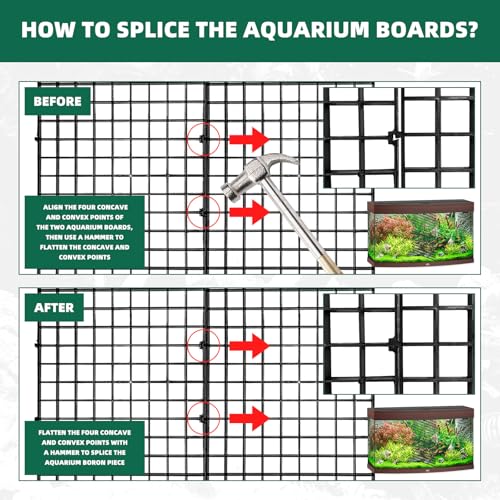 soujkooy 8Pcs Fish Tank Divider, Plastic Aquarium Egg Crate Grid | 5.9x11.8in/15X30cm, with 10 Sucker Clips and Bracket Ties, Plastic Grid Tray Egg Crate, Bottom Isolation