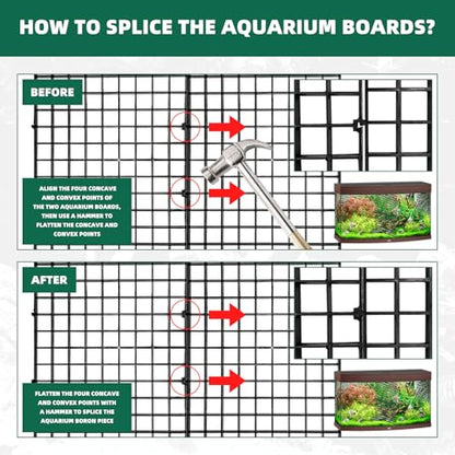 soujkooy 8Pcs Fish Tank Divider, Plastic Aquarium Egg Crate Grid | 5.9x11.8in/15X30cm, with 10 Sucker Clips and Bracket Ties, Plastic Grid Tray Egg Crate, Bottom Isolation