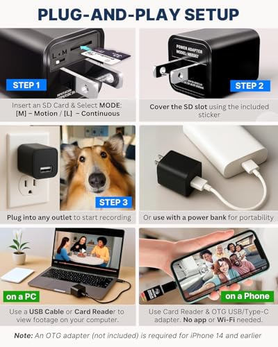 1080p Dome Cam, Motion Detection, microSD Slot, Easy Setup, App-Free, No Live View-Data Protected, Video-Only - Plug-in Premium Reliable Pet Camera for Pet Nanny Use - color: Gloss, size: 64 GB
