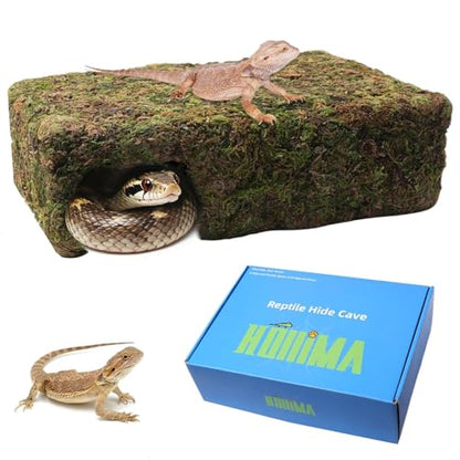 Yellow Mossy Cave Hide for Reptiles, Lizard Gecko Snake Shelter Hut | Yellow Color Lizard Moss Hideout, Snake Cave Hut, for Themed Terrarium Ideal for Gecko Hamster Snake to Rest & Hide