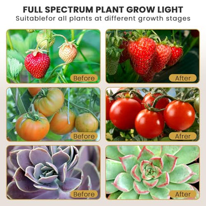 bseah Plant Grow Light for Indoor Plants, Full Spectrum Indoor Grow Light, 3 Modes & 10-Level Dimmable, Auto ON & Off Timer - style: 2 Tubes