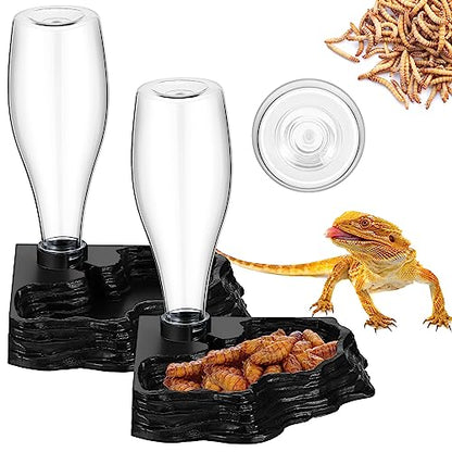 Mumufy Reptile Water Feeder, 2 Pack, Automatic Water Dispenser, 13.5Oz, for Bearded Dragon, Terrarium, Turtle, Geckos, Frog - color: black, clear