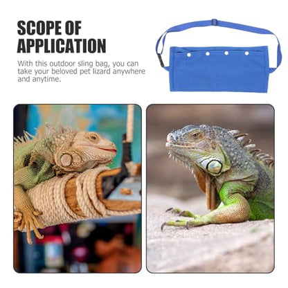 Adjustable Strap Reptile Carrier Bag for Bearded Dragon and Small Pets, Portable Blue Travel Sling Backpack for Outdoor Lizard, Chinchilla, Guinea Pig, and Snake Transport