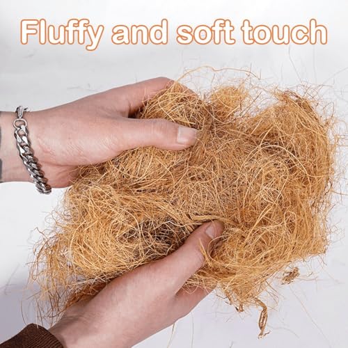 Husk Fiber for Reptile Cave Bedding, Natural Fiber for Bird Nest Coir Burrowing & Resting Vivarium Accessory for Hermit, Geckos, Hamsters