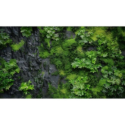 Rock Wall Texture Aquarium Background Green Moss on Black Rock Wall Fish Tank Background Nature Green Moss Fern Reptile Tank Background Rock Texture Reptile Habitat Terrarium Background 48x18in - color: Black_Green, size: 48(W)x18(H)inches/ 120(W)*45cm(H)