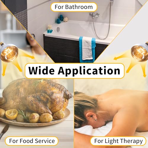 250 Watt Heat Lamp Bulbs, Clear Incandescent Heating Outdoor Light Bulb for Bathroom, Chickens, Chicks, Ceiling, Reptile, Food, Plants, Medium E26 Base - 2 Pack - size: 2 Pack