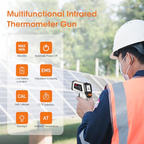 Infrared Thermometer Gun -581112, Laser Thermometer Temperature Gun with LCD Display, Ideal for Cooking, BBQ, Oven, Adjustable Emissivity - color: 1022℉-Gray
