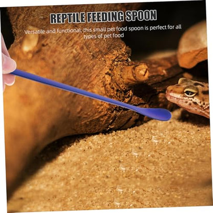 2pcs Sturdy Reptile Spoon Reptile Feeding Tool Dish Gecko Feeding Spoon Pet Supply - color: Blue