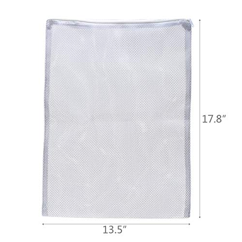 Aquarium Mesh Bags Large Filter Media Bags, 17.8" by 13.5", 4pcs | Plastic Zipper, White Net Bags, For Bio Balls & Ammonia Remover