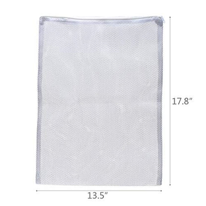 Aquarium Mesh Bags Large Filter Media Bags, 17.8" by 13.5", 4pcs | Plastic Zipper, White Net Bags, For Bio Balls & Ammonia Remover