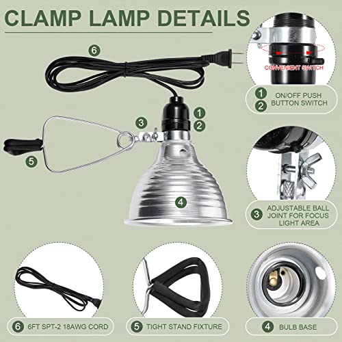Macarrie 8 Pack Clamp Lamp Light with Aluminum Reflector, 6ft SPT-2 18awg Cord and Adjustable Stand Fixture, up to 150 Watt, E26 Socket, No Bulb(5.5 Inch) - size: 5.5 Inch
