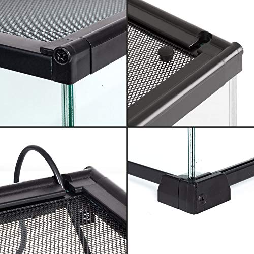 REPTIZOO Small Glass Tank 8 Gallon, Top Opening Terrarium 12" x 12" x 12" Leopard Gecko Tarantula Young Lizard Hermit Crab Frog Insects Breeding Tank - size: 12"W X 12"D X 12"H (8 Gallon)