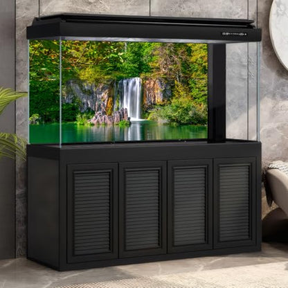 Scenic Waterfalls Aquarium Background Scenic Spring Falls Forest Fish Tank Background Stunning Summer Mountain Tranquil Lake Terrarium Backgrounds Cascading Waterfall Reptile Tank Backgrounds 24x16in - color: Dark Green, size: 24(W)x16(H)in
