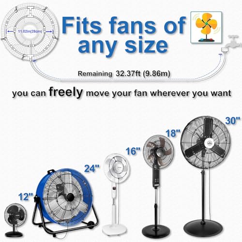 Fan Misting Kit for Outside Patio 35FT, Outdoor Fan Misters Cooling System. | Double-Loop Water Mist for Backyard, Porch, Umbrella,Deck,Canopy,Pergola,Pool. Yard BBQ Accessories, Party Supplies - size: 33FT