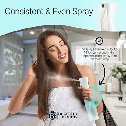 BeautifyBeauties Hair Spray Bottle – Ultra Fine Continuous Water Mister for Hairstyling, Cleaning, Plants, Misting & Skin Care (Black, 10.1 Ounces) - color: Black, size: 10.1 Ounces