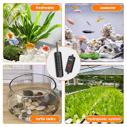 Upgraded 50W Intelligent Aquarium Heater,59°F-93°F Submersible Fish Tank Heater with Intelligent Digital Display Controller and Auto Power Off for 5-10 Gallon Freshwater Saltwater Fish Tanks - size: 5-10 Gallon 50W