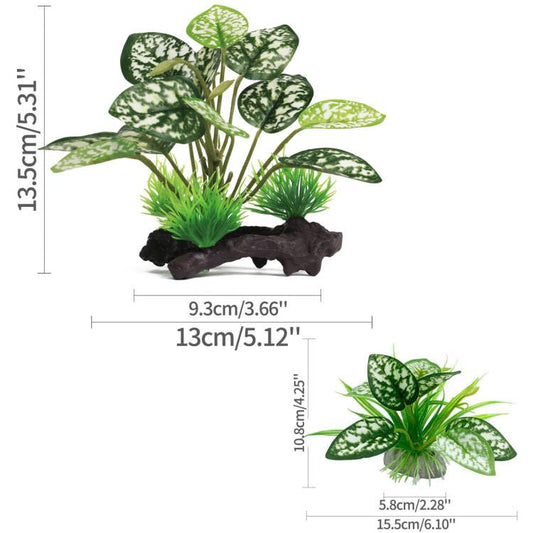 Moonorange Reptile Artificial Plants, Terrarium Plants Decorations Supplies, Aquarium Fish Tank Plant, Amphibian Habitat Hideout Tank Accessories (M Set-2pcs/B) - color: Ms Set-b