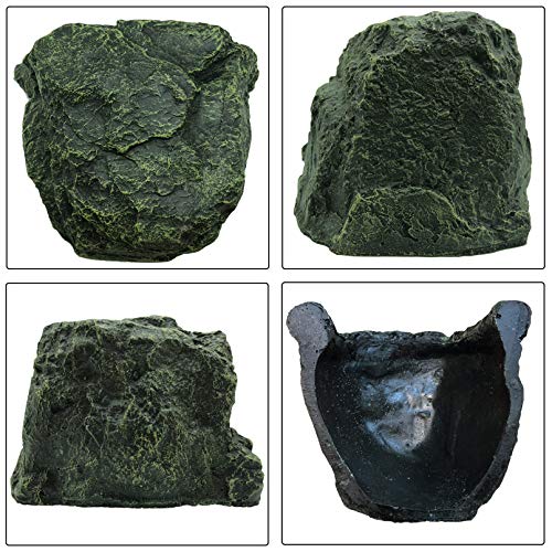 PINVNBY Large Reptile Hideout Cave,Resin Tortoise Hide Rock Turtle Hideaway House Lizard Box Shelter Habitat Decoration for Gecko Spiders Frogs Fish Turtles Hermit Crabs(3 Pcs)