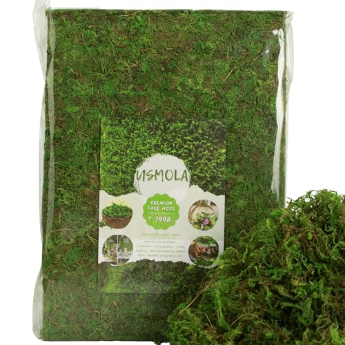 USMOLA Fake Moss for Potted Plants Indoor, 2LBS Large Capacity Artificial Green Moss for DIY Crafts, Faux Moss for Table Centerpieces Fairy Garden Terrariums Decor (32OZ)