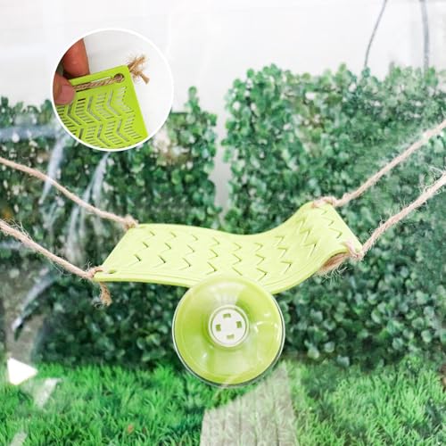 Plastic Frog Hammock with Suction Cup, Frog Habitat Platform, Reptile Decorations for Terrarium, Frog Tank Accessories, Terrarium Decor for Tree Frog, African Dwarf Frog, Frog and Toad