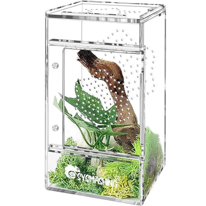 Acrylic Jumping Spider Enclosure 6.3 * 3.5 * 3.5IN,Insect Terrarium, Bug Cage, Praying Mantis Habitat, Snail Terrarium, Caterpillar Habitat - Multi-Species Kit