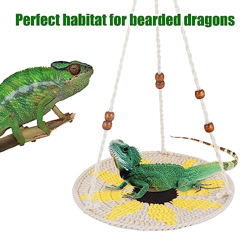 Jspupifip Reptile Hammock Bearded Dragon Accessories Reptile Summer Bed | Small Pet Habitat Shelter Cage Accessories for Chameleon Birds Rats Hamster Iguana - color: Beige&Yellow