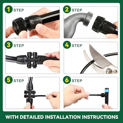 Drip Irrigation System for Garden, 2026-Upgraded Quick Connect Garden Watering Kit All-in-One with 1/2 inch 1/4 inch Irrigation Tubing for Garden, Lawn, Greenhouse, Raised Beds (233FT) - size: 33FT Main tube+200FT 1/4" tube