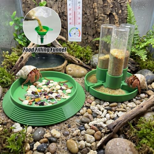 4-in-1 Hermit Crab Feeding Station - Integrated Nutrition and Hydration Center，3D-Printed Tank Accessories Made from Safe Materials, Suitable for Hermit Crabs and Small Reptiles. - color: Green